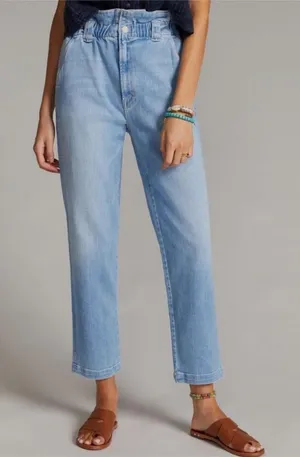 Mother Yoyo Ruffle Greaser Ankle Jeans in Crafty Side thumbnail 1