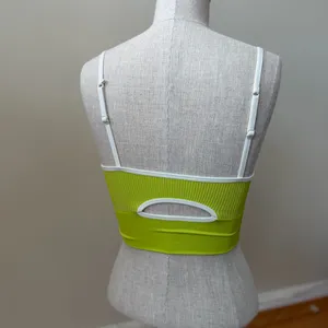 OFFLINE Aerie NWT Seamless Corset Sports Bra Lime Slush S Active Gym Yoga Pads thumbnail 3