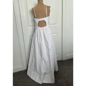 Madewell $148 White Poplin Seamed Maxi Dress Open Back Adjustable Straps Size 6 thumbnail 8