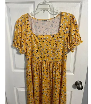 MYONE Boho Floral Print Square Neck Midi Dress Size XL New Without Tag thumbnail 4
