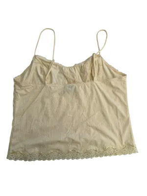 y2k size large Lola Delicate Floral Lace Trim Slip Tank Top cream rose thumbnail 9