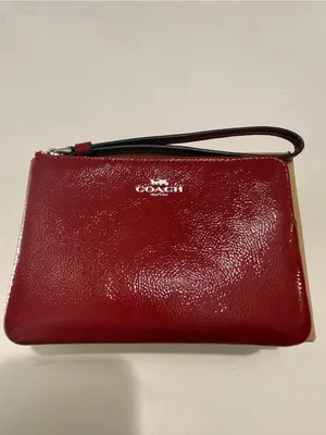 Coach Red Patent Leather Zip Wristlet thumbnail 2