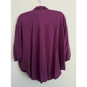 Maeve Anthropologie Silk Blouse Women's Large Magenta Cut Out Long Sleeve Career thumbnail 3