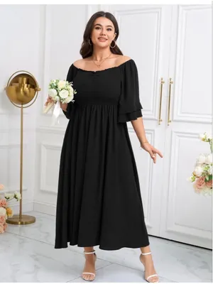 NEW Plus Size Smocked Square Neck Short Sleeve Dress 1X thumbnail 8