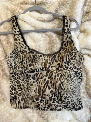 Zara Satin Leopard Print Scoop Neck Tank Top - Women thumbnail 2