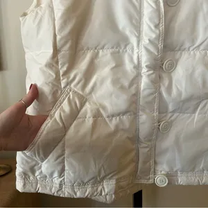 J. Crew Women’s Down Fill Puffer Vest Full Zip Buttons‎ White Style 70453 Size L thumbnail 2