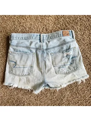 American Eagle Outfitters Frayed Light Blue Jean Shorts thumbnail 3