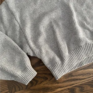 Free people heather grey v neck drop sleeve oversized knit jumper sweater thumbnail 3