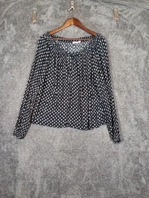 Faherty Emery Peasant Blouse Womens L gauze Boho Cottage Viscose Womens thumbnail 3