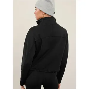 Athleta L Altitude Half Zip Sweatshirt Womens Large Black Fleece Lined thumbnail 2