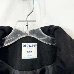 Old Navy Medium Coat Wool Black‎ Ruffle Collar Jacket Womens Pockets Pea C thumbnail 4