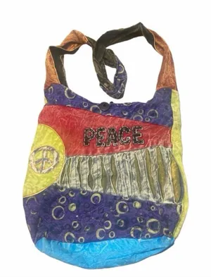 Vintage Peace Patchwork Hippie Hobo Bag Boho Slouchy Shoulder Purse thumbnail 1