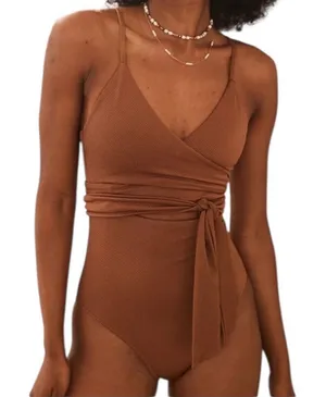 Aerie One Piece Shine Pique Wrap Swimsuit Cut Out Full Coverage Size Small NWT thumbnail 1