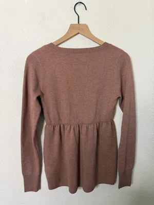 Hollister Easy‎ Cable-Knit Babydoll Sweater in Light Brown Size S thumbnail 5