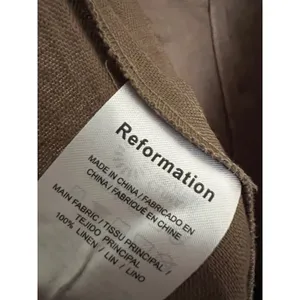 NEW Reformation Autumn Linen Jumpsuit Size 4‎ Mushroom Brown Wide Leg One Piece thumbnail 8