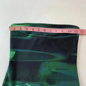 White Fox Strapless Bodycon Mini Dress XS Green Abstract Mesh Tube Party thumbnail 5