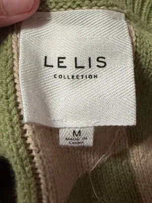 Le Lis Olive Green and Beige Checker Knit Cardigan thumbnail 3