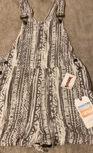White And Tan Patterned Romper thumbnail 1