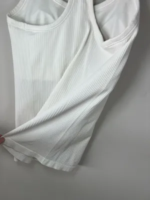 Lululemon Ebb to Street Tank Top White Ribbed Built In Bra Racerback Athletic 8 thumbnail 11