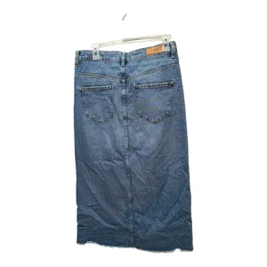 Women's Denim Maxi Skirt‎ Blue Jean Front Slit Raw Hem Y2K 90s Grunge thumbnail 7