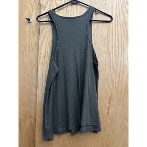 Free People Made in the USA Olive Green Ribbed Slub Knit Swing Tank Top Size M thumbnail 3