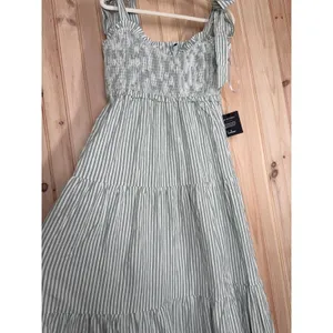 NWT Lulus Bembe Sage Striped Tie-Strap Tiered Maxi Dress Smocked Beachy Size XL thumbnail 4