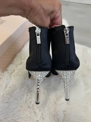 Jewel Badgley Mischka Anastasia Black Mesh Peep Toe Heels thumbnail 6