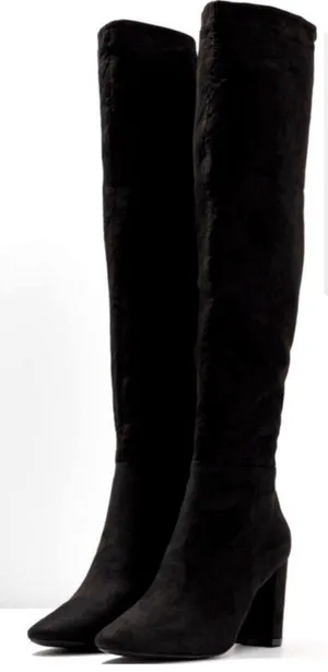 Madden Girl Felize Over-The-Knee Boots Black Almond Toe Zip Heel Sz 8.5 NEW thumbnail 2