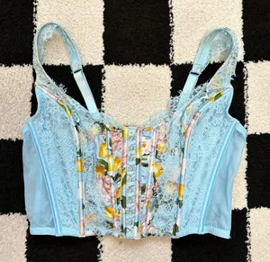 VS Dream Angels Blue Floral Lace Bustier M thumbnail 1