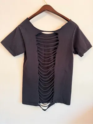 DEFTONES reworked graphic Tee, one of a kind, black and tan, cotton, size S thumbnail 4