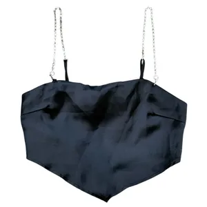 Garage Rhinestone-Strap Scarf Tank Top Black Handkerchief Crop Top Size Small thumbnail 1