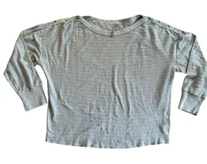Anthropologie Delilah Button‎ Shoulder Top Gray Minimalist Sz XL thumbnail 1
