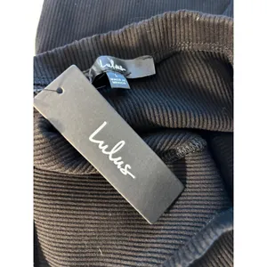 Lulus Black Ribbed Knit Midi Skirt Side Slit Bodycon High Waisted Large NWT thumbnail 5