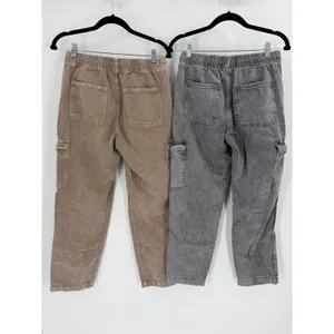 Gap Easy Jean Cargo Pants Women XS Brown Grey 2 Pack Elastic‎ Waist Gorpcore thumbnail 7