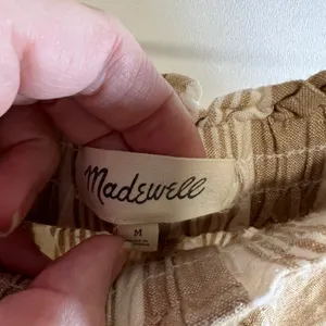 Madewell Striped Wide Leg Paperbag Waist Pants‎ Tan White Drawstring Womens M thumbnail 5