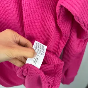 American Eagle Large V Neck Magenta Pink Thermal Long Sleeve Tee Relaxed Lounge thumbnail 4