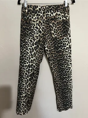 OAT New York Cheetah Leopard Print High‎ Rise Slim Straight Denim Jeans thumbnail 7