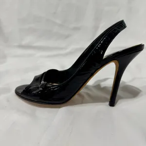 Christian Dior Black Patent Leather Peep Toe Slingback Heel Single Shoe 38.5 thumbnail 3