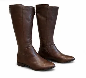 Nine West Size 8.5M Brown Leather Knee High Riding Boots Full Zip thumbnail 1