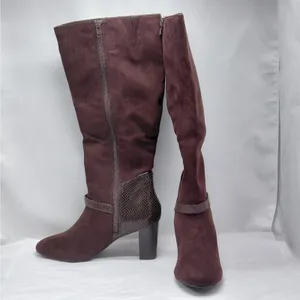 Karen Scott Sharonn Brown Knee High Boots 7.5M Faux Suede Chunky Block Heel thumbnail 2