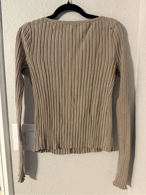 Free People Tilly. Long Sleeve Cardi in a taupe thumbnail 6