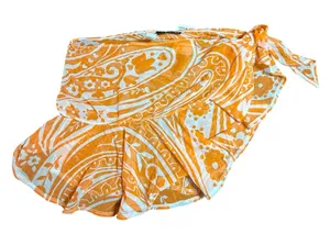 La‎ Blanca Orange Paisley Mesh Sarong Swim Cover Up Skirt W-31981C5 Large thumbnail 1