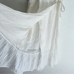 Lulus Something to See White Striped Ruffled Wrap Midi Dress XS thumbnail 6