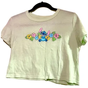 Disney Women’s Stitch Baby Tee Size Medium thumbnail 1