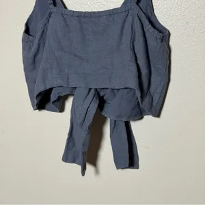 Abercrombie & Fitch‎ Women's Navy Linen Tie-Front Crop Top Size S thumbnail 6