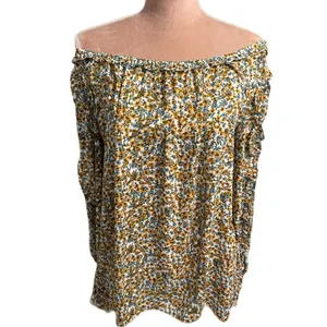 Max Studio Boho Floral Blouse Ruched Cuff Shirt Long Sleeve Chiffon Women’s Sz L thumbnail 4