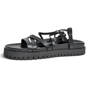 LITA by Ciara Black Leather Gladiator Lug Sole Sandals Goth Bikercore EU 39 NIB thumbnail 3