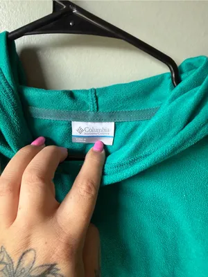 Columbia Teal Fleece Hoodie Women’s Large Pullover Kangaroo Pocket Outdoor thumbnail 3