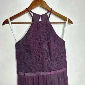 NWT David's Bridal F19608 Plum Long Lace Mesh High Neck Sz 2‎ thumbnail 3