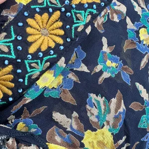 Anthropologie Meadow Rue Strasser Floral Blouse embroidered beaded size medium thumbnail 7